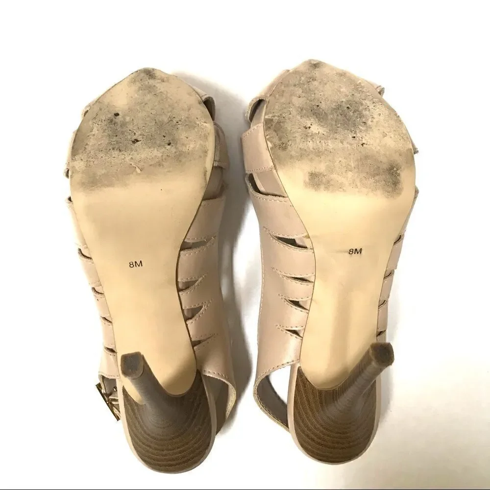 Shoe Dazzle Consuelo nude platform heels 8‎